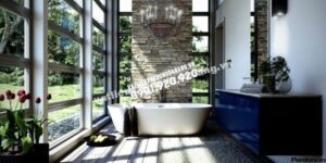 Blue bathroom vanity unit 665x332