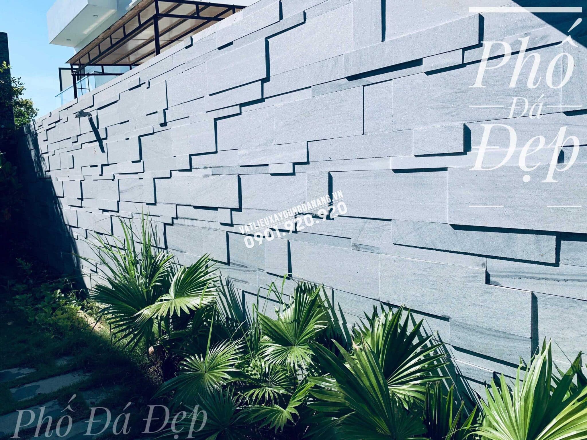 CT hàng rào ốp đá mài thô bào đa quy cách