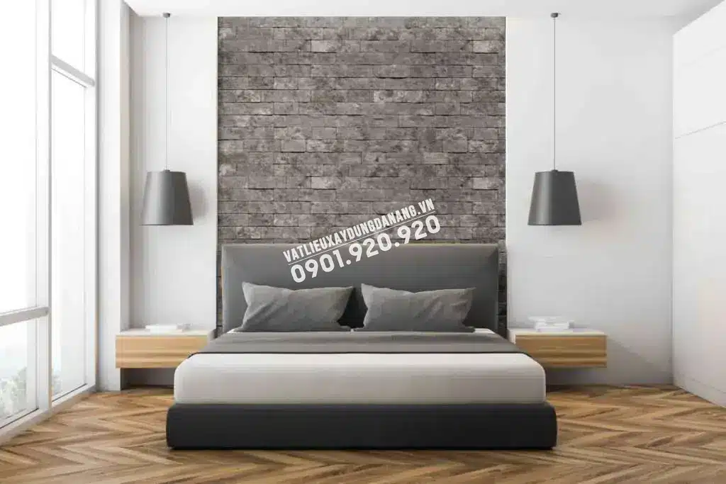 Đá ghi xám ốp tường phòng ngủ