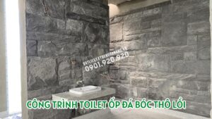 toilet ốp đá bóc thô lồi