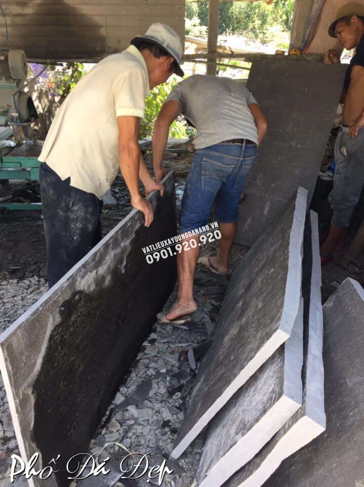 Đá Xanh Đen Bóc Thô Lồi Kích Thước Lớn